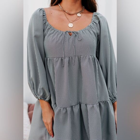 Carly Jean Los Angeles CJLA Isadora On Off Shoulder Tiered Front Tie Dress L - Picture 2 of 10